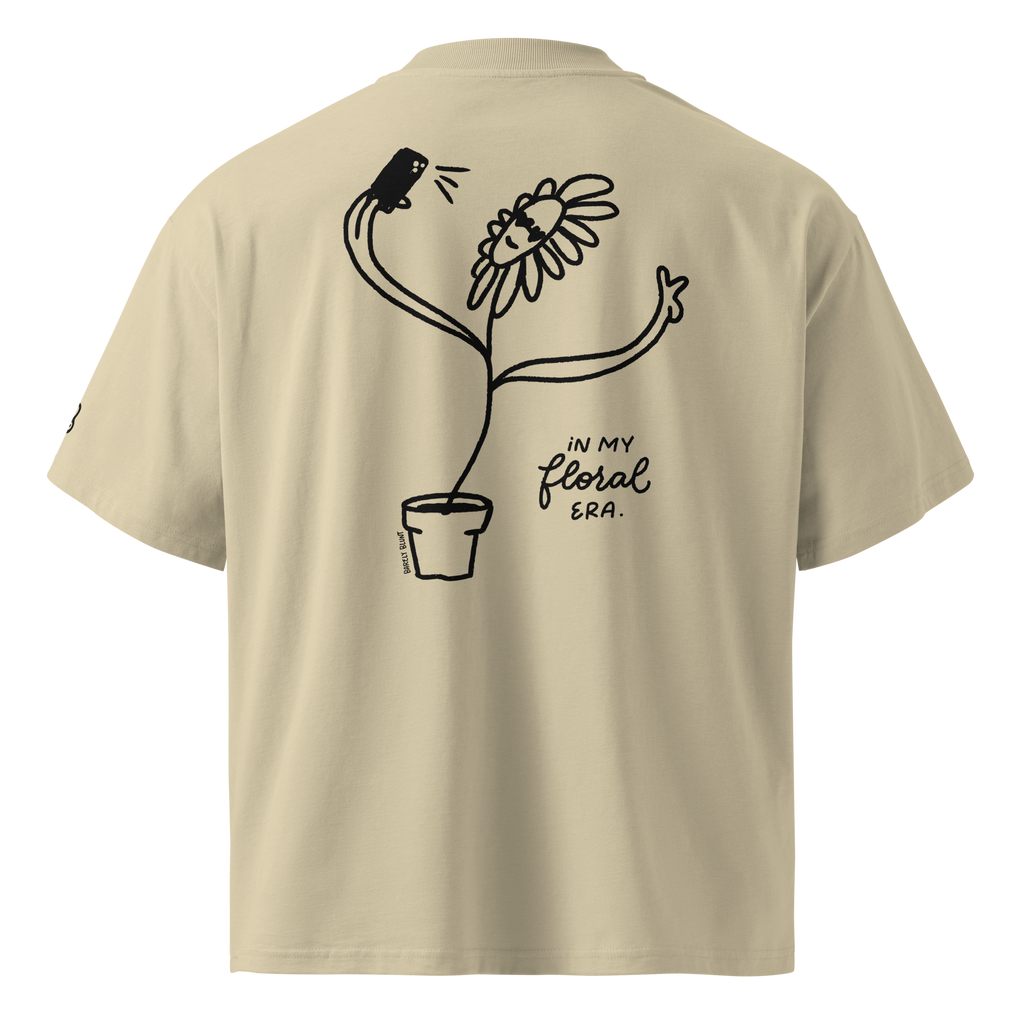 In my floral era oversized t-shirt in Stone.