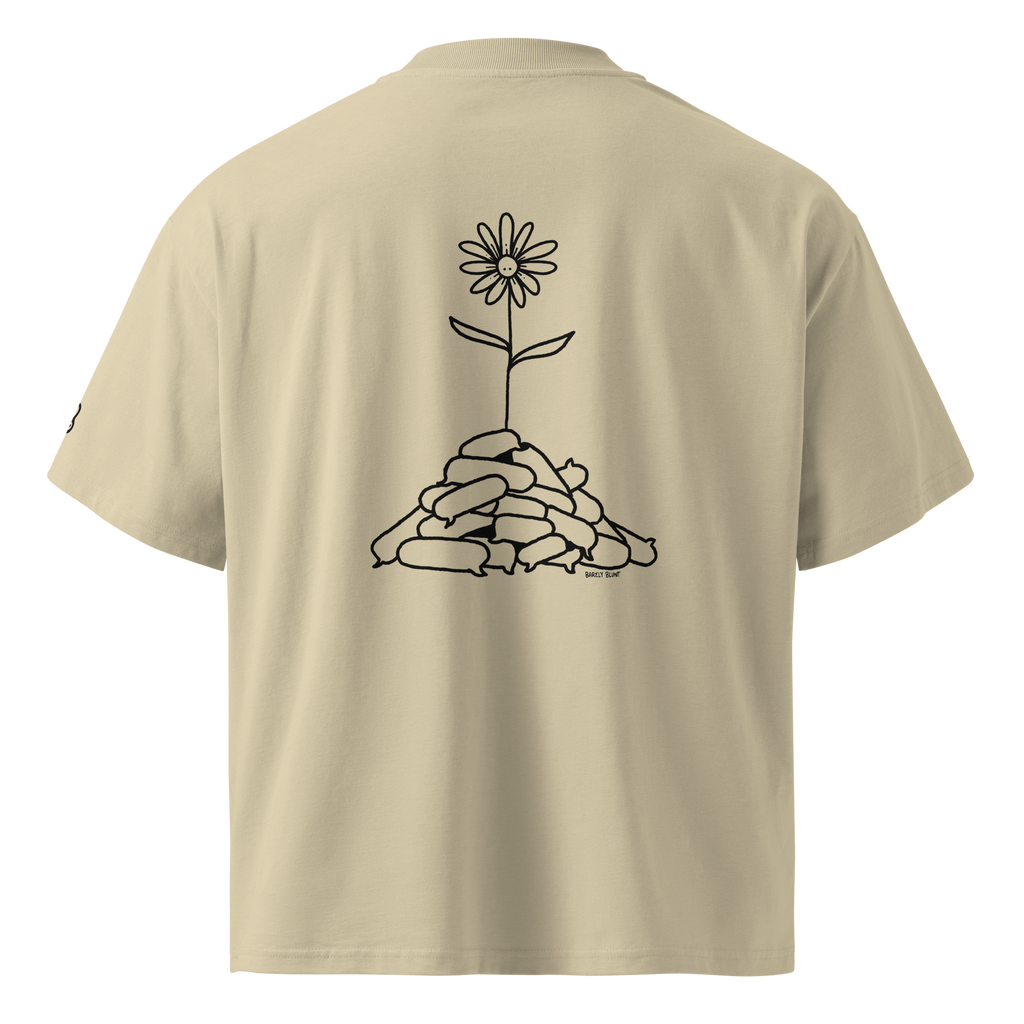 I bloom in weird conditions oversized t-shirt in Stone.