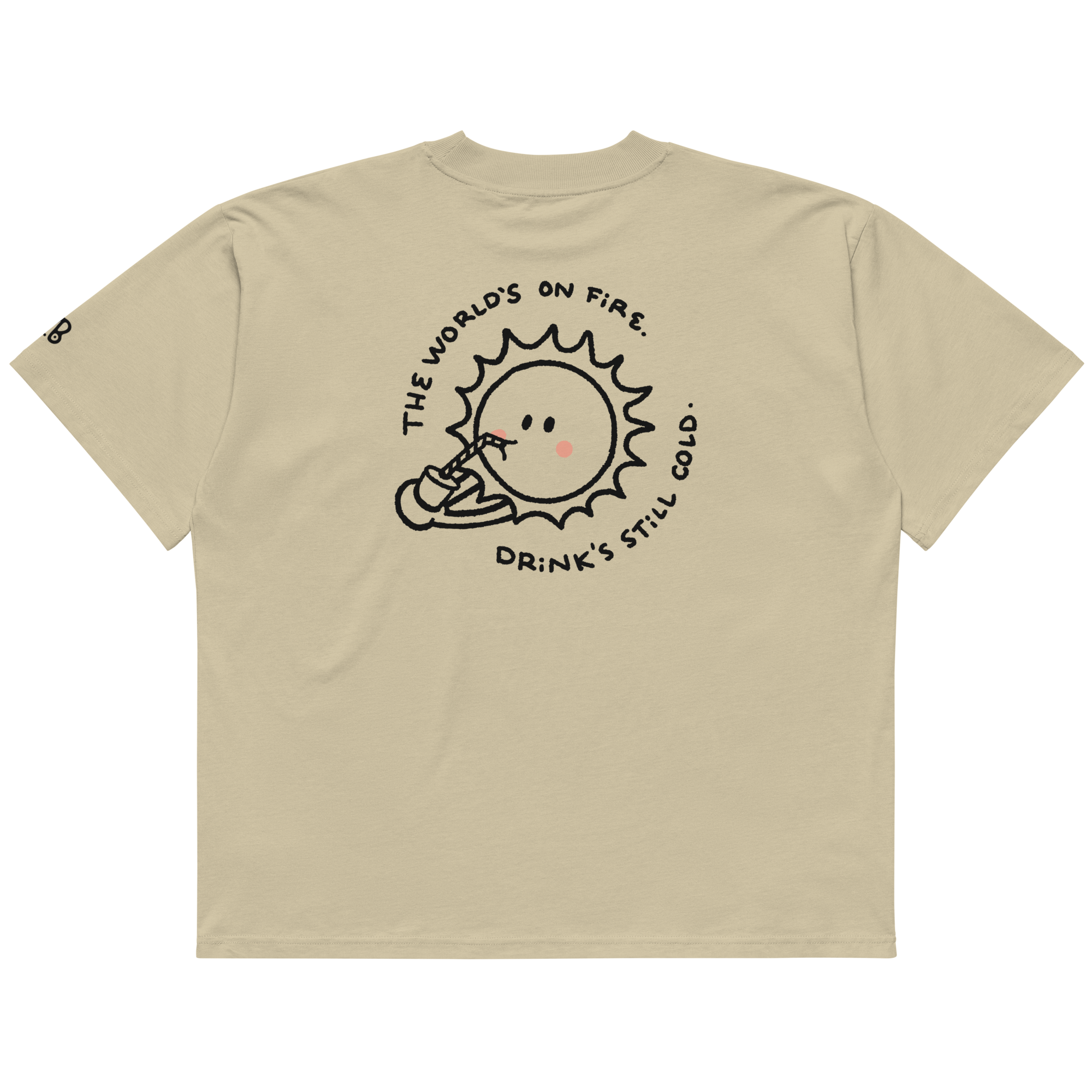 World's on fire oversized t-shirt in Stone.