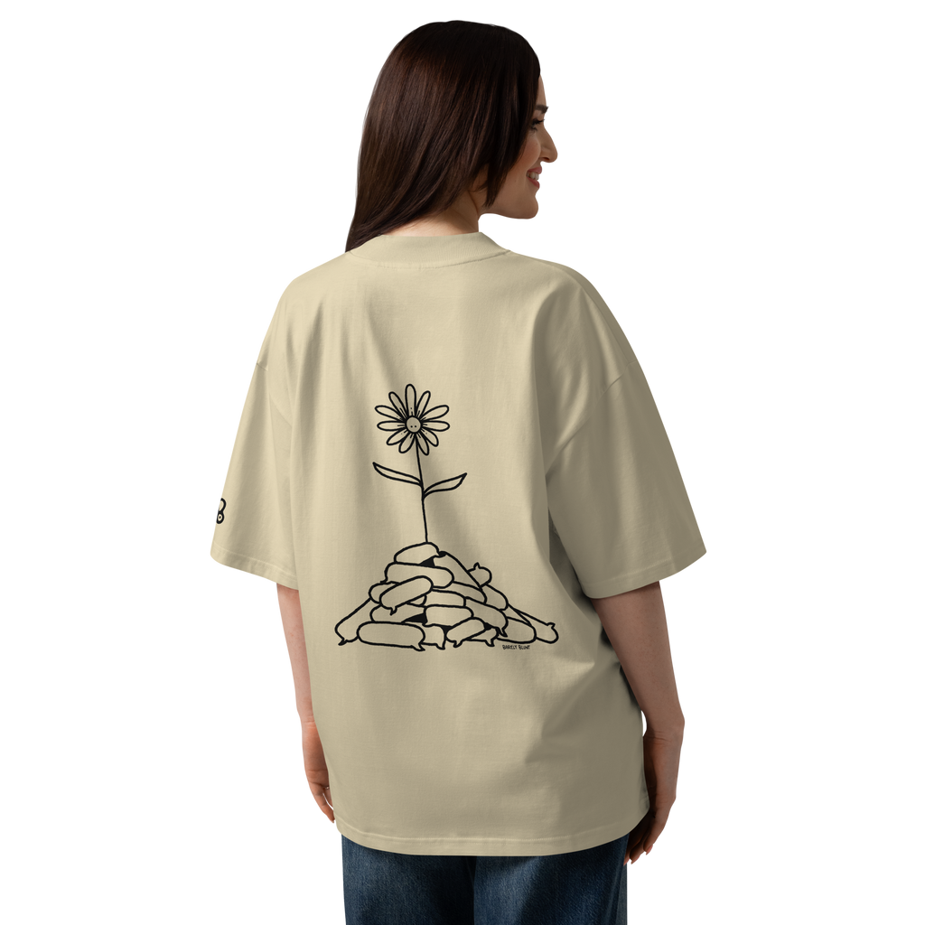 I bloom in weird conditions oversized t-shirt in Stone.