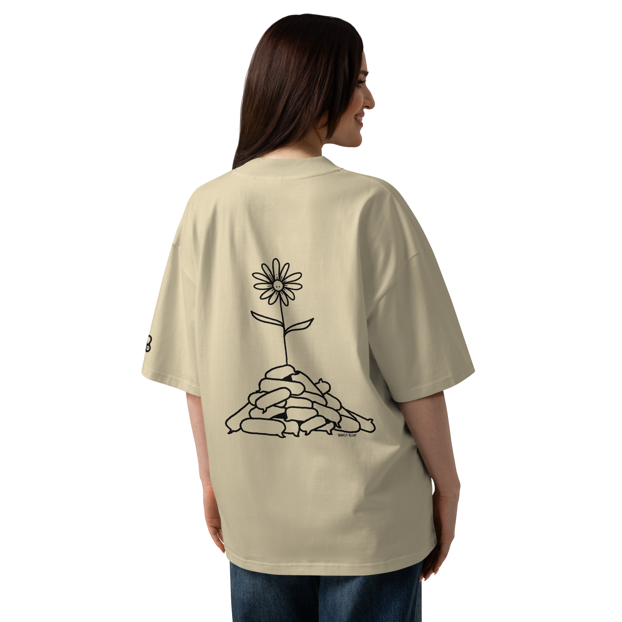 I bloom in weird conditions oversized t-shirt in Stone.