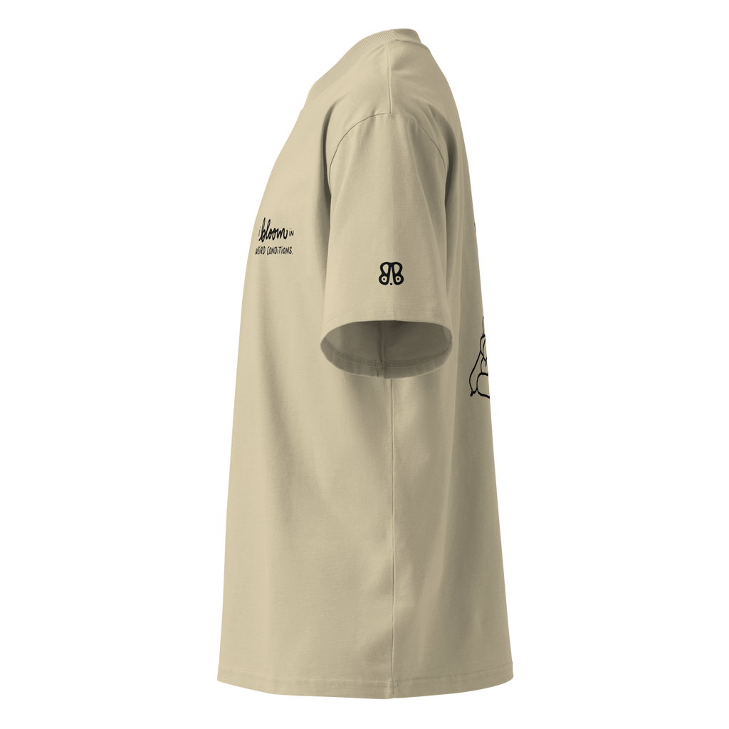 I bloom in weird conditions oversized t-shirt in Stone.