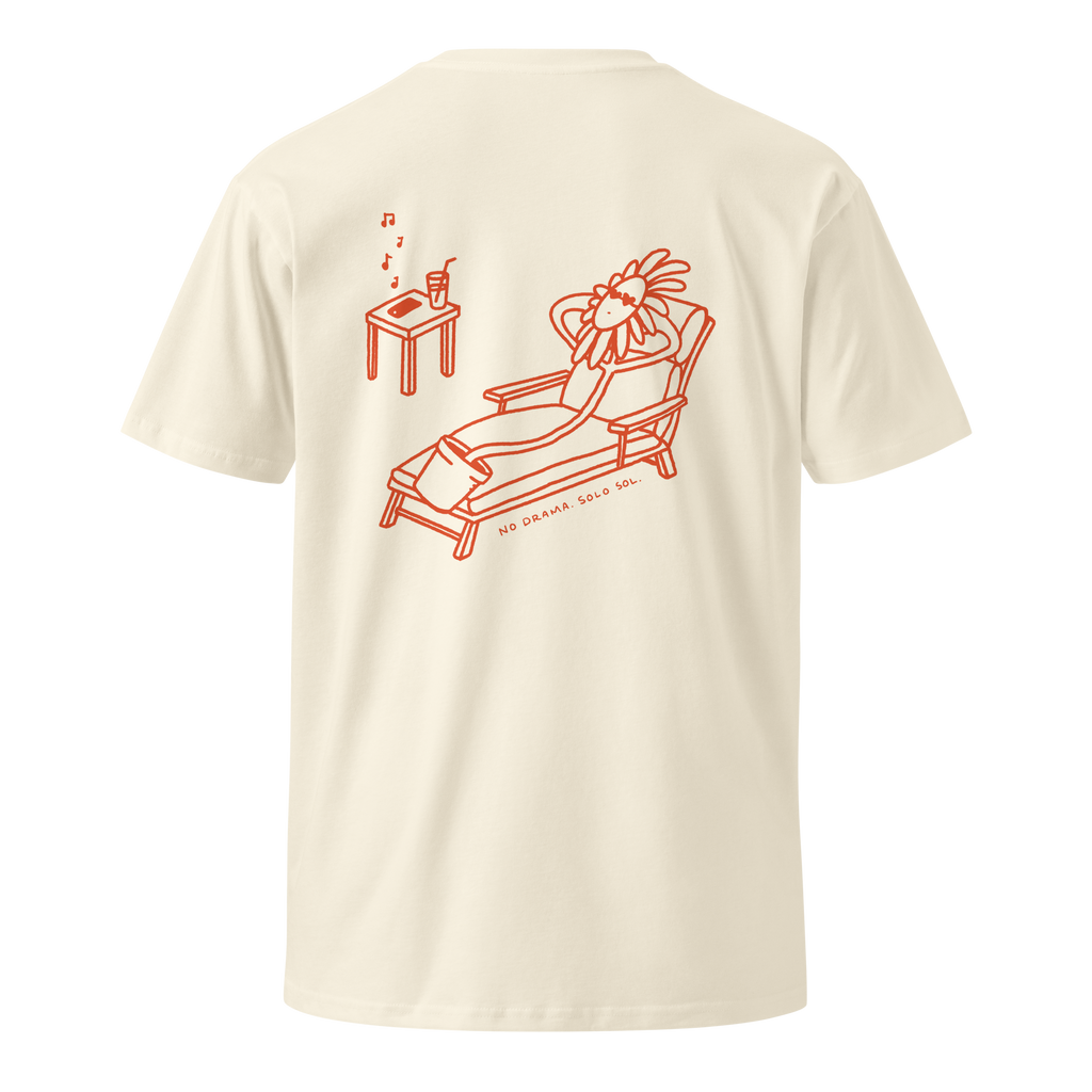 Running on sunshine premium t-shirt in Ivory.