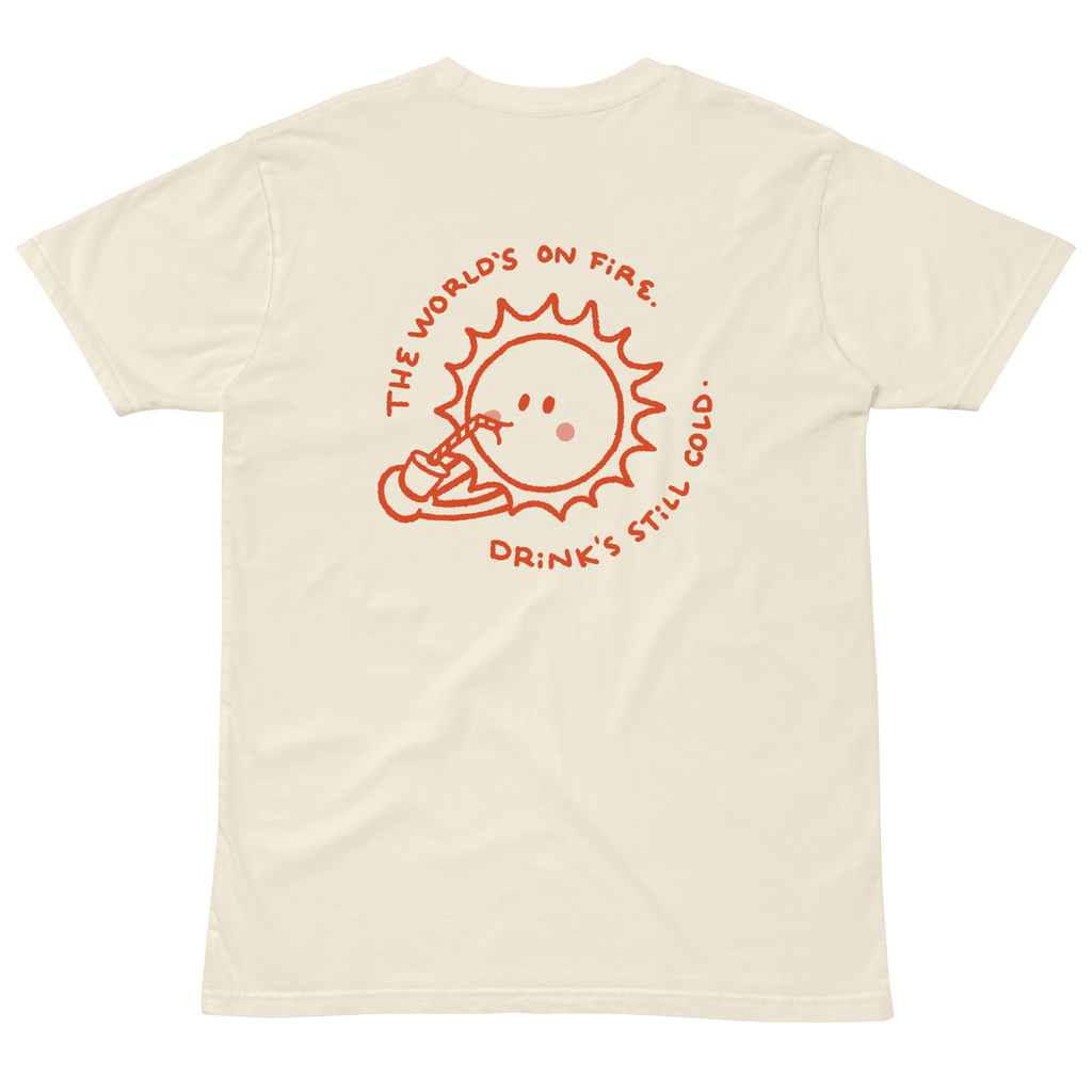 World's on fire premium t-shirt in Ivory.