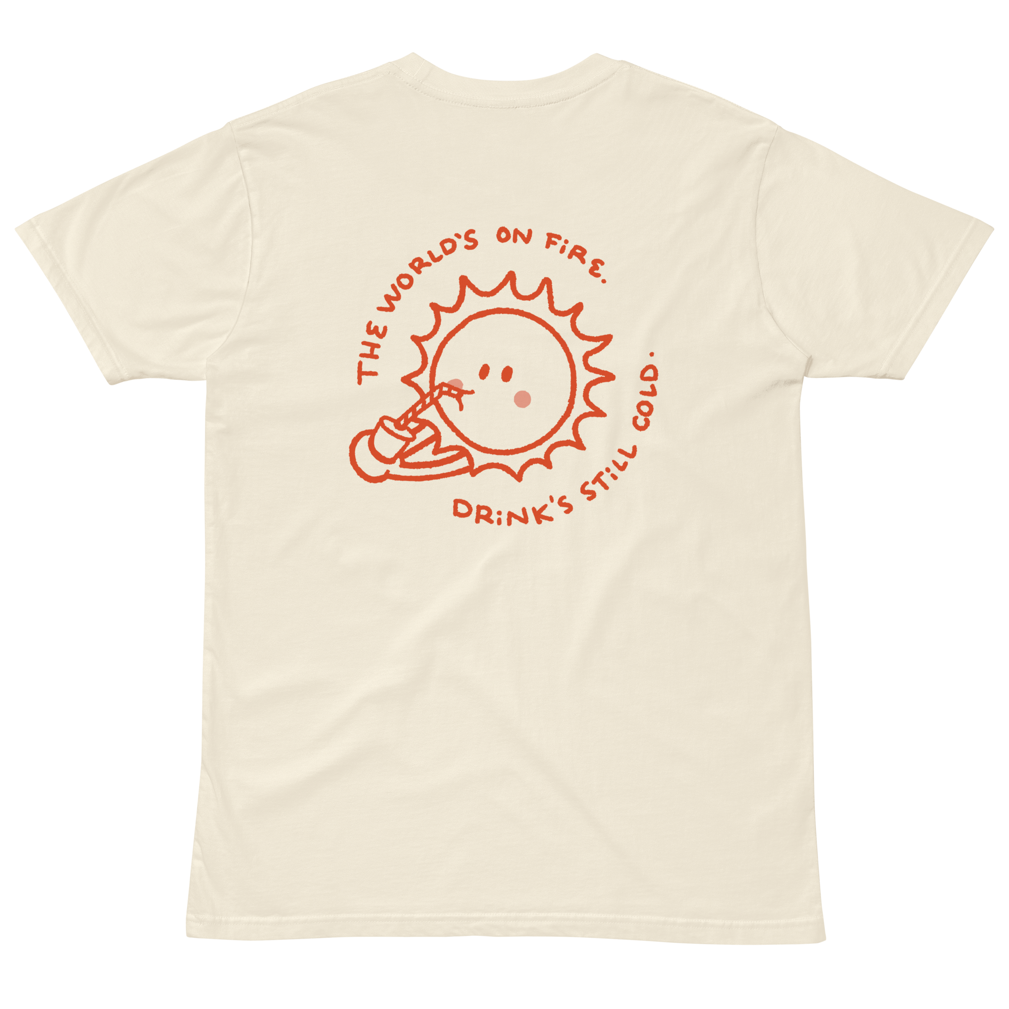 World's on fire premium t-shirt in Ivory.