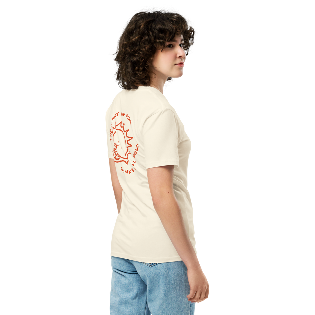 World's on fire premium t-shirt in Ivory.