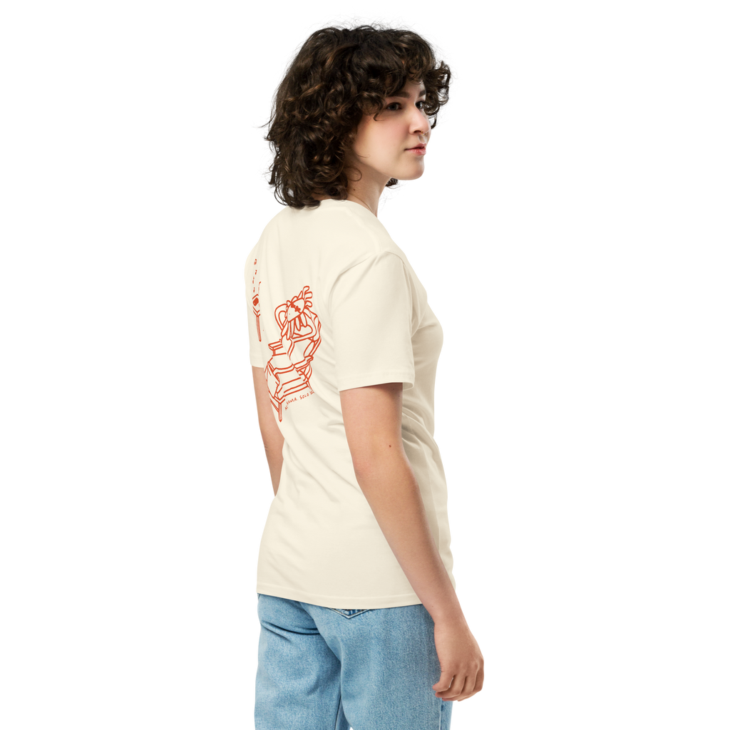 Running on sunshine premium t-shirt in Ivory.