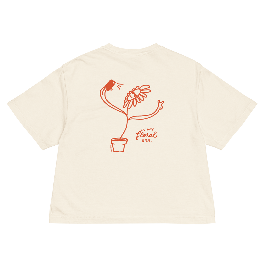 In my floral era in women's heavyweight boxy tee in Ivory.