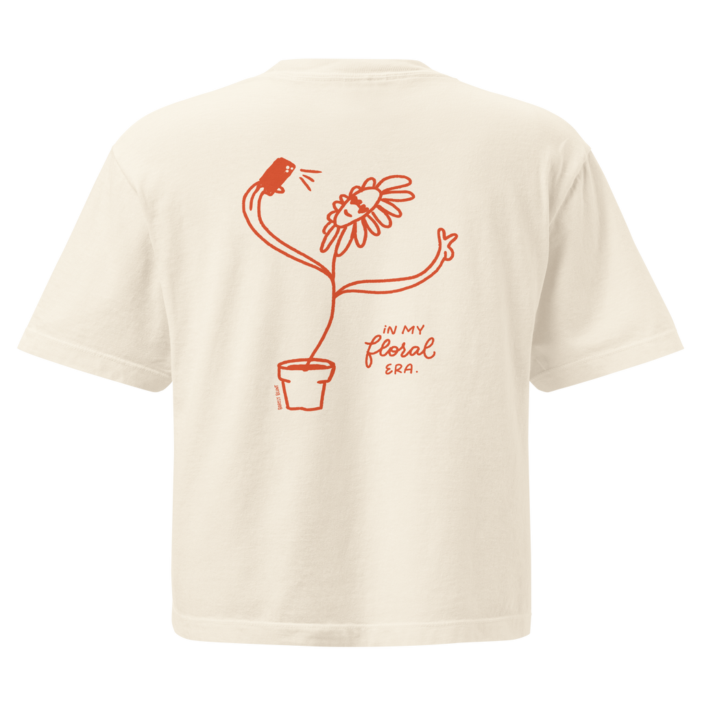 In my floral era in women's heavyweight boxy tee in Ivory.