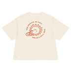 World's on fire women’s boxy tee in Ivory.