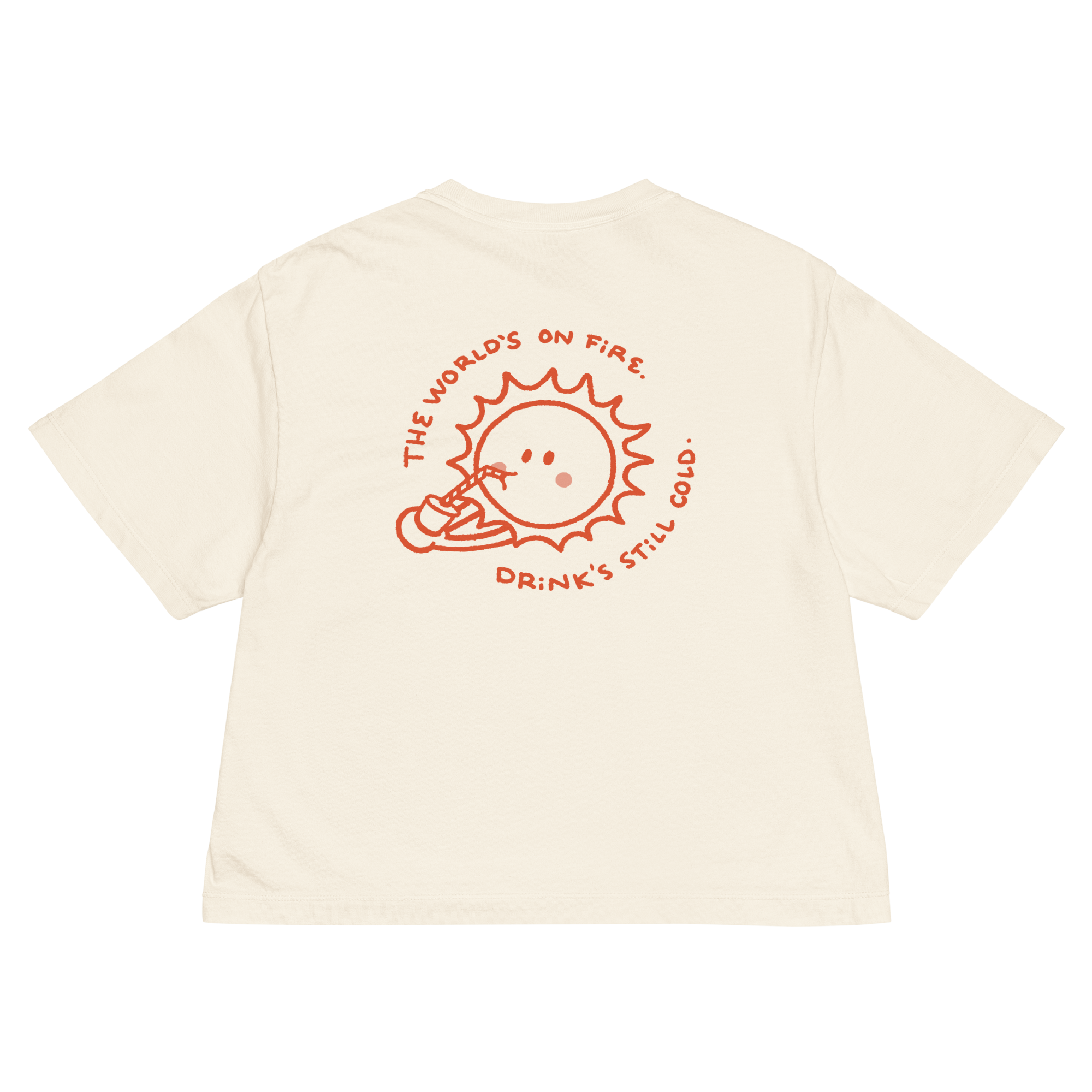World's on fire women’s boxy tee in Ivory.