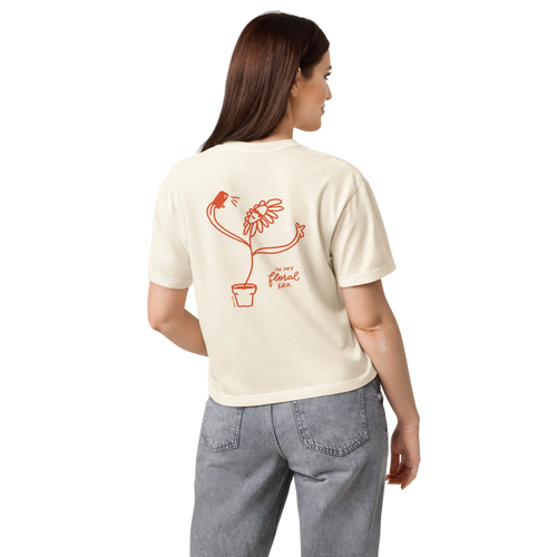 In my floral era in women's heavyweight boxy tee in Ivory.