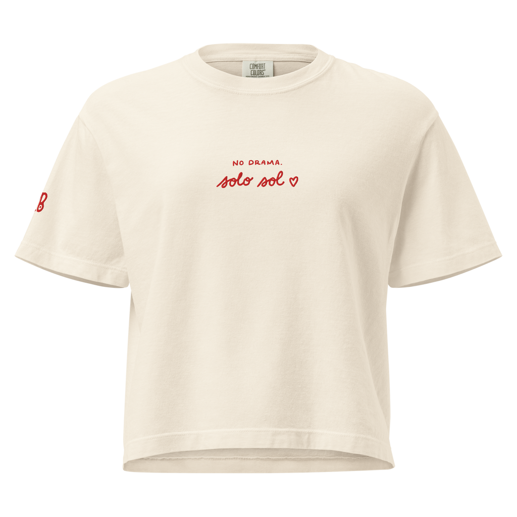 No Drama. Solo Sol ♥ women's boxy tee in Ivory.