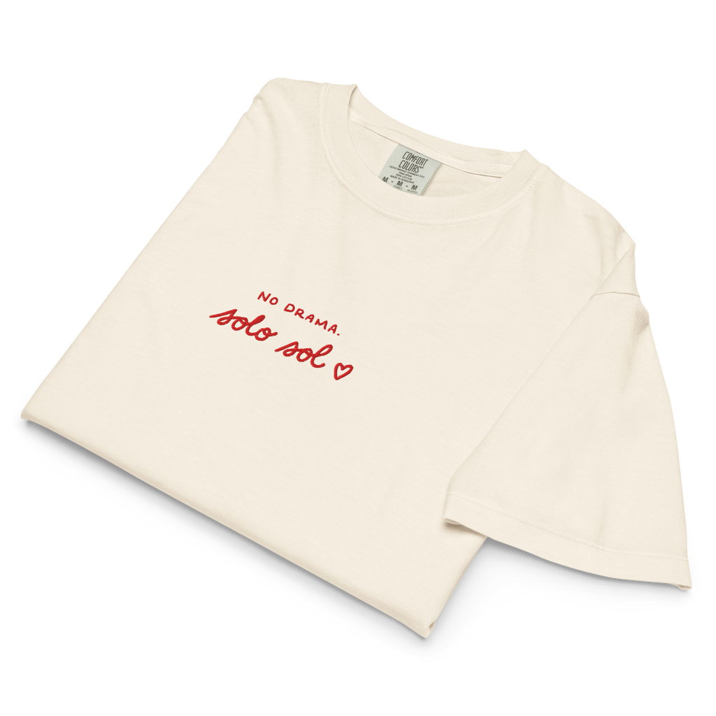 No Drama. Solo Sol ♥ women's boxy tee in Ivory.