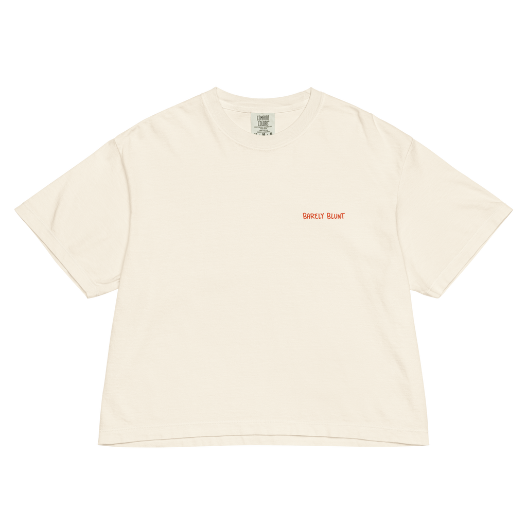 World's on fire women’s boxy tee in Ivory.