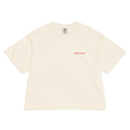 World's on fire women’s boxy tee in Ivory.